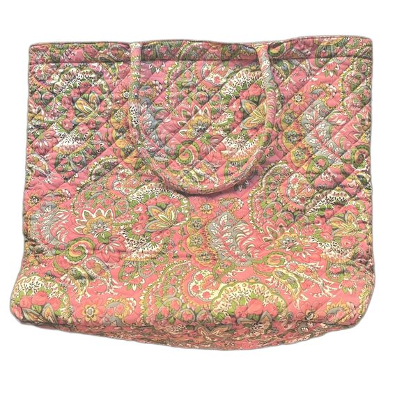 Soft Quilted Tote Bag, Floral Pattern, Designed in Italy Size: M/L Color: Pink - Picture 11 of 13